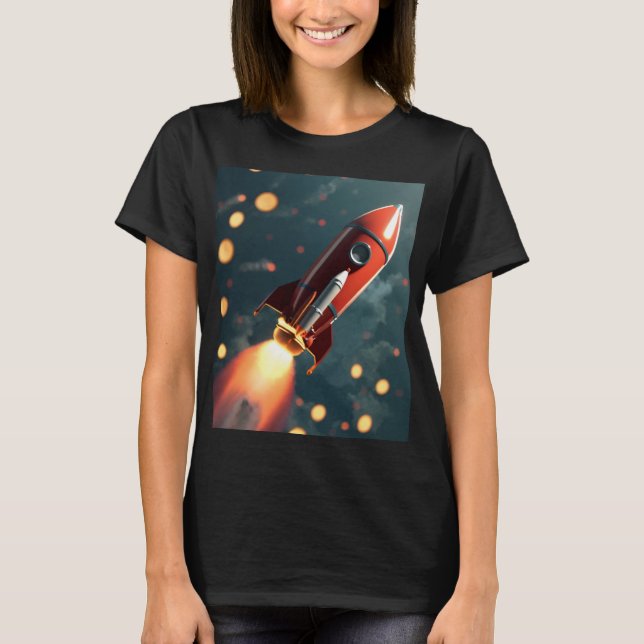 T-shirt Lancement Animé de fusée montrant une surcharge (Devant)