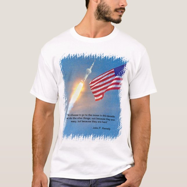 T-shirt Lancement d'Apollo 11 avec le drapeau américain (Devant)