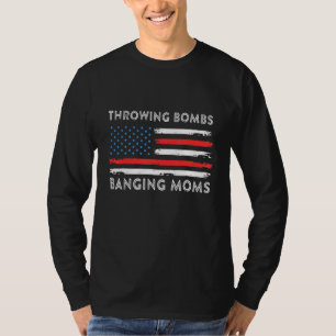 T-shirt Lancement de bombes frappant Moms Football Drapeau
