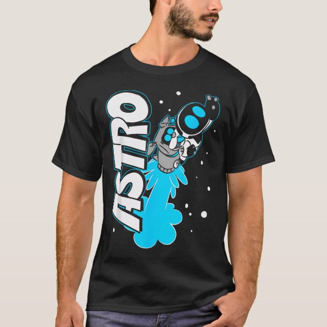 T-shirt Lancement de fusée Astro et Dog dans une vidéo spa (Devant)