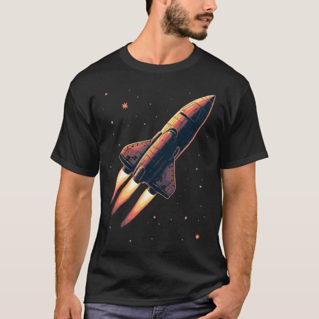 T-shirt Lancement vintage de fusée (Devant)