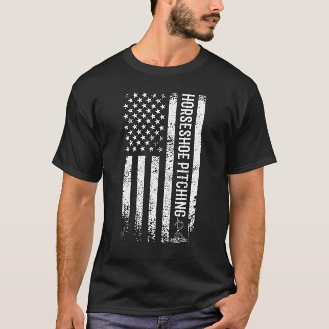 T-shirt Lancer de fer à cheval drapeau américain lancer de (Devant)