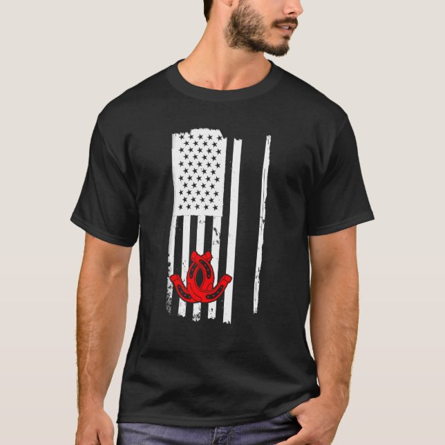 T-shirt Lancer de fer à cheval Flag USA (Devant)