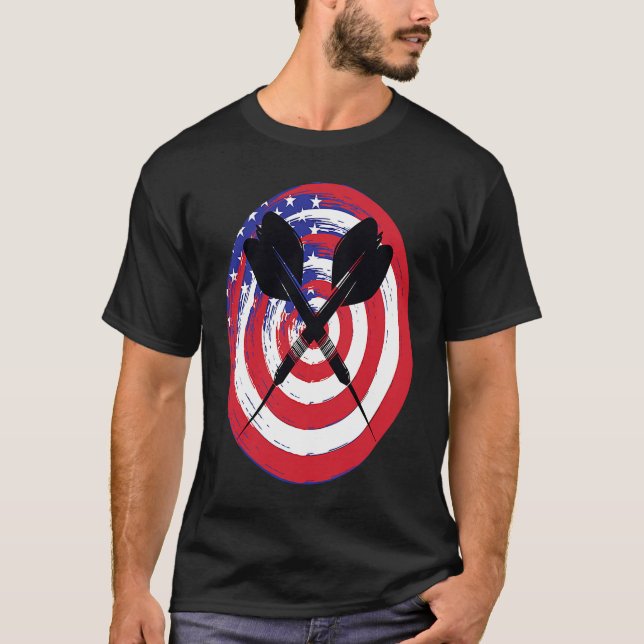 T-shirt Lancer de fléchettes Rétro Drapeau Américain pour  (Devant)