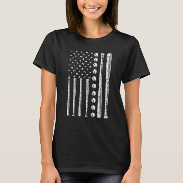 T-shirt Lanceur Baseball Vêtements de Baseball Drapeau Amé (Devant)
