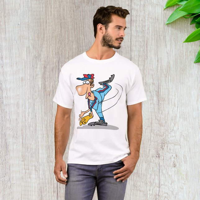 T-shirt Lanceur de baseball de dessin animé drôle lançant  (Créateur téléchargé)