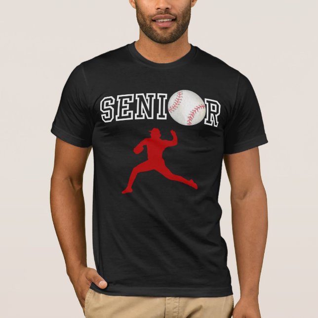 T-shirt Lanceur de baseball senior silhouette rouge (Devant)
