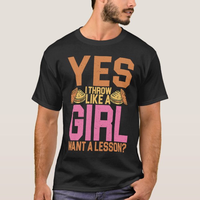 T-shirt Lanceur de disque Oui je lance comme une fille Lan (Devant)