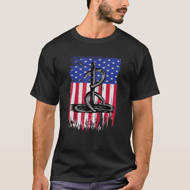 T-shirt Lanceur de fer à cheval Drapeau américain (Devant)