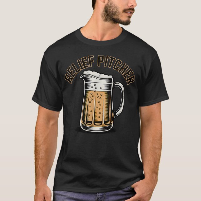 T-shirt Lanceur de Secours Drôle Baseball Softball Bière (Devant)