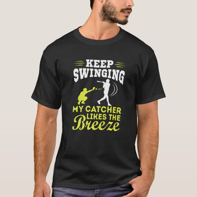 T-shirt Lanceur de softball Continuez à balancer Mon recev (Devant)