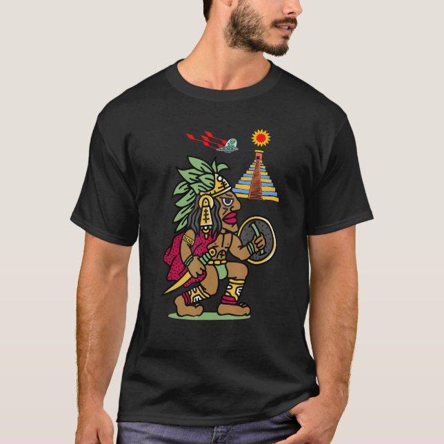 T-shirt L'Ancien Guerrier Aztèque Dln8 Aliens À Tenochtitl (Devant)