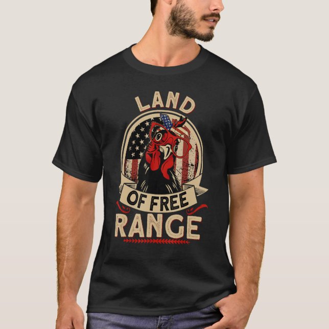 T-shirt Land of Free Range USA Chicken 4th of July Mama He (Devant)