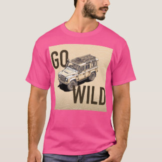 T-shirt Land Rover 110 Illustrated Line Drawing Go Wild