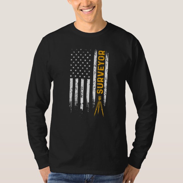 T-shirt Land Surveying USA Flag  Surveyor  1 (Devant)