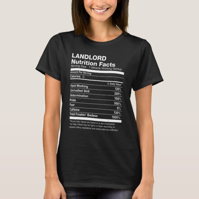T-shirt Landlord Nutrition Facts (Devant)