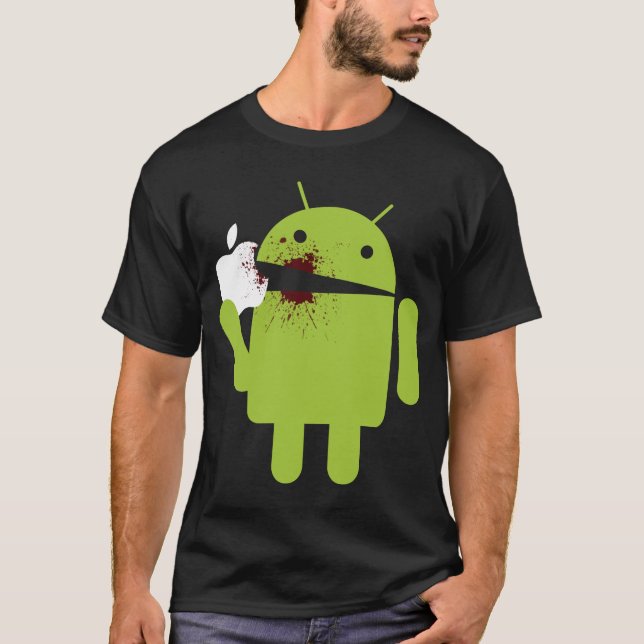 T-SHIRT L'ANDROÏDE MANGENT LE MOBILE DRÔLE SAMSUNG DE (Devant)