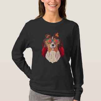 T-shirt Langhaar Collie DJ Headphones Headset Dog Owner