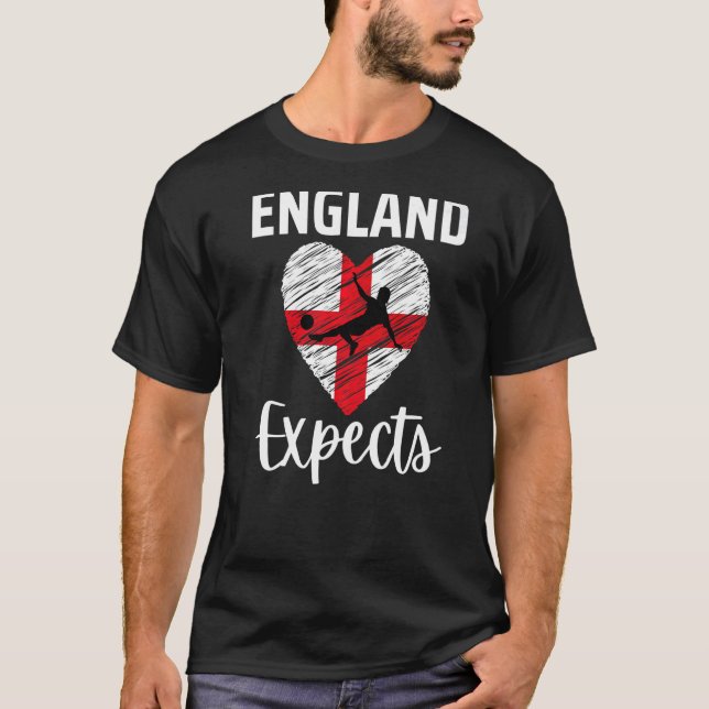 T-shirt L'Angleterre attend un soutien au football cardiaq (Devant)