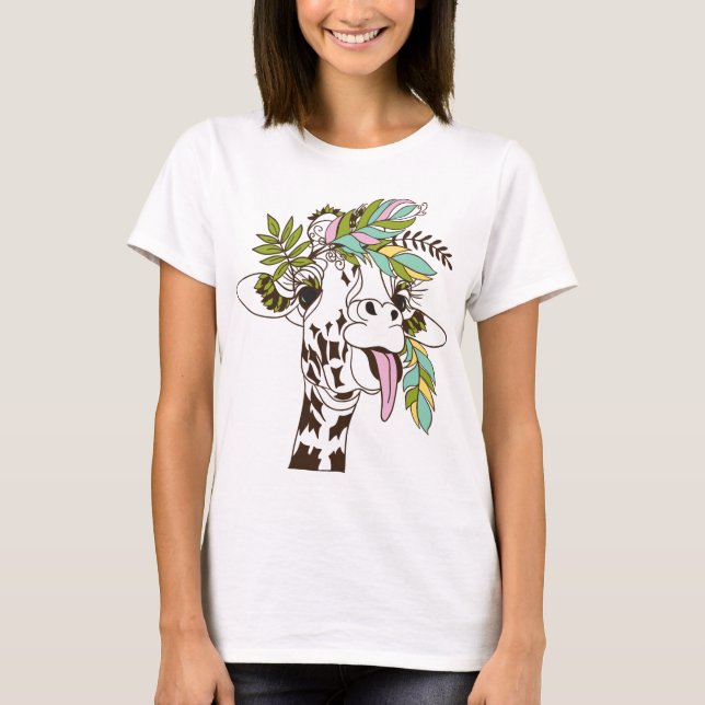 T-shirt Langue de la Girafe - Animaux mignons et amusants  (Devant)