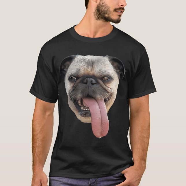 T-shirt Langue de Pug pendante (Devant)