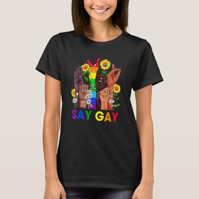 T-shirt Langue des signes à la main Dites Gay Talking Gay  (Devant)