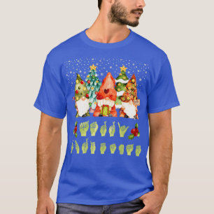 T-shirt Langue Des Signes À Main Gnome 2021 Long S Noël