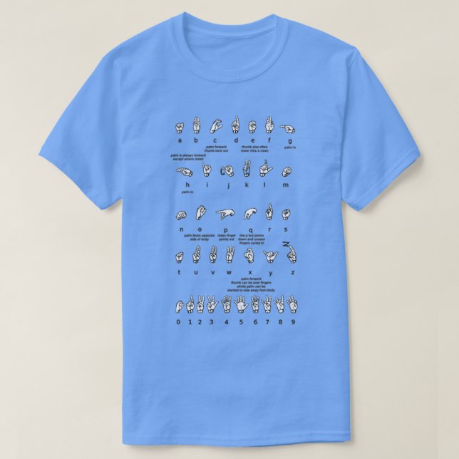 T-shirt langue des signes américaine 9 (Design devant)