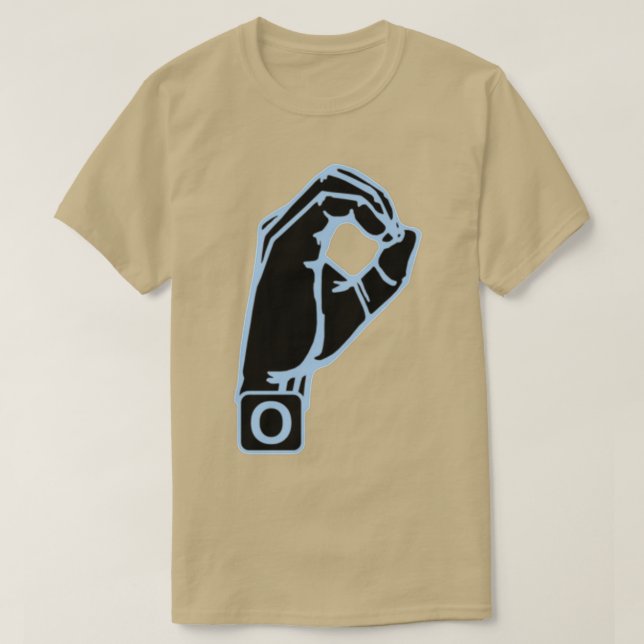 T-shirt Langue des signes américaine Lettre O bleu hommes  (Design devant)