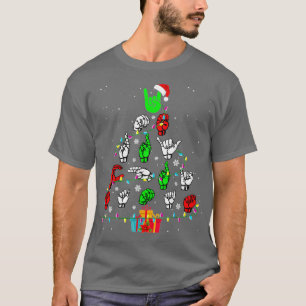 T-shirt Langue des signes Arbre de Noël Joyeux cadeaux de