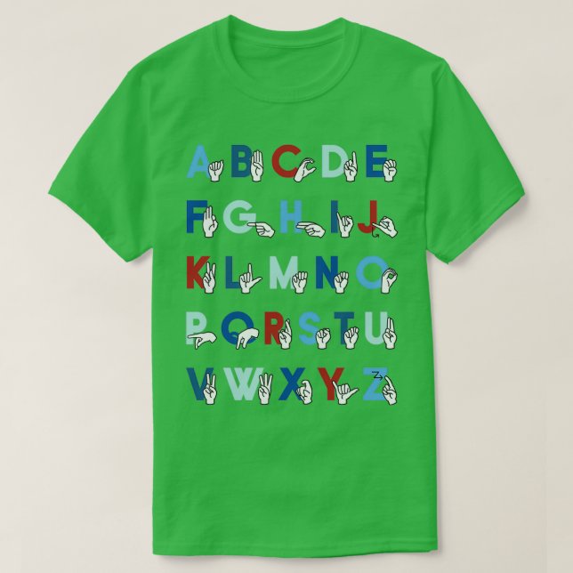 T-shirt Langue des signes ASL Alphabet Baseball (Design devant)