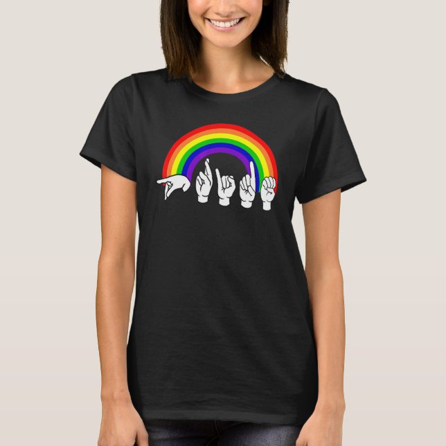 T-shirt Langue Des Signes Asl Arc-en-ciel Lgbt Pride Parle (Devant)