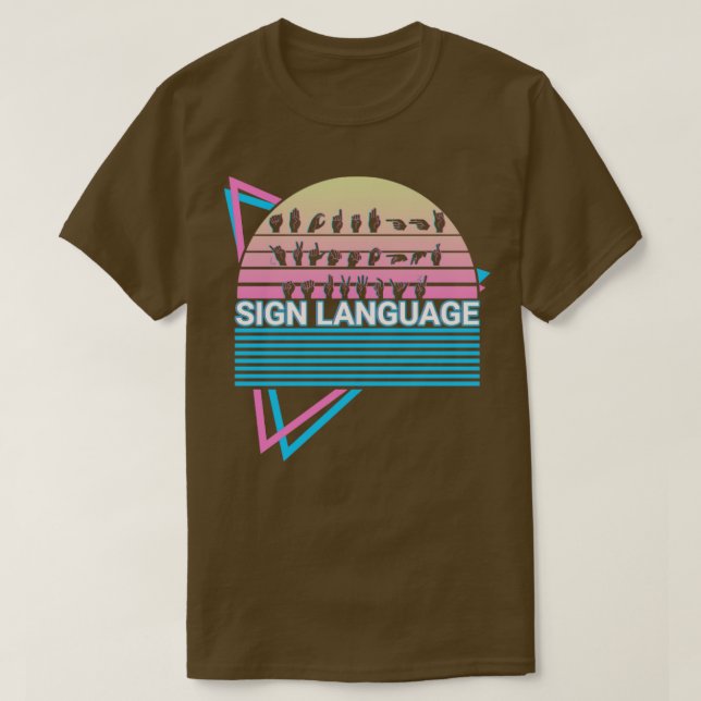 T-shirt Langue des signes ASL Rétro (Design devant)
