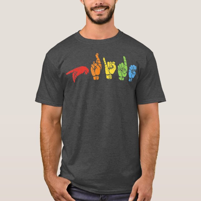 T-shirt Langue des signes Drôle Arc-en-ciel Gay LGBT sourd (Devant)