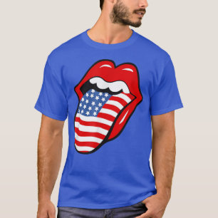 T-shirt Langue du drapeau vintage et lèvres USA Amérique p