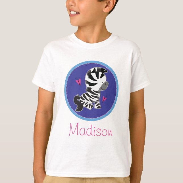 T-shirt L'animal de zoo de zèbre personnalisé badine le (Devant)