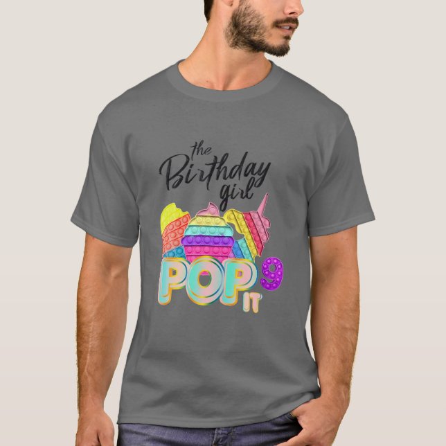 T-shirt L'anniversaire fille Pop It 9 (Devant)