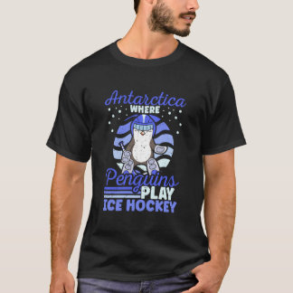 T-shirt L'Antarctique où les manchots jouent au hockey sur