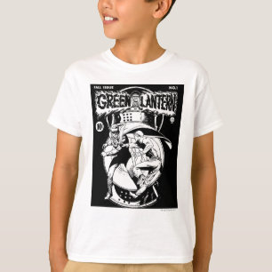 T-shirt Lanterne verte avec cape en combat, noir et blanc