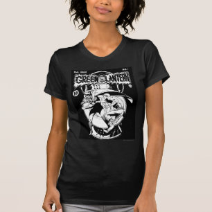 T-shirt Lanterne verte avec cape en combat, noir et blanc