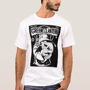 T-shirt Lanterne verte avec cape en combat, noir et blanc