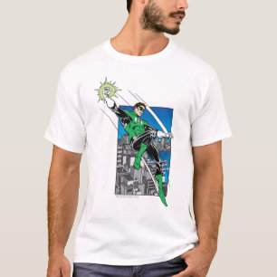 T-shirt Lanterne verte avec l'arrière - plan de ville