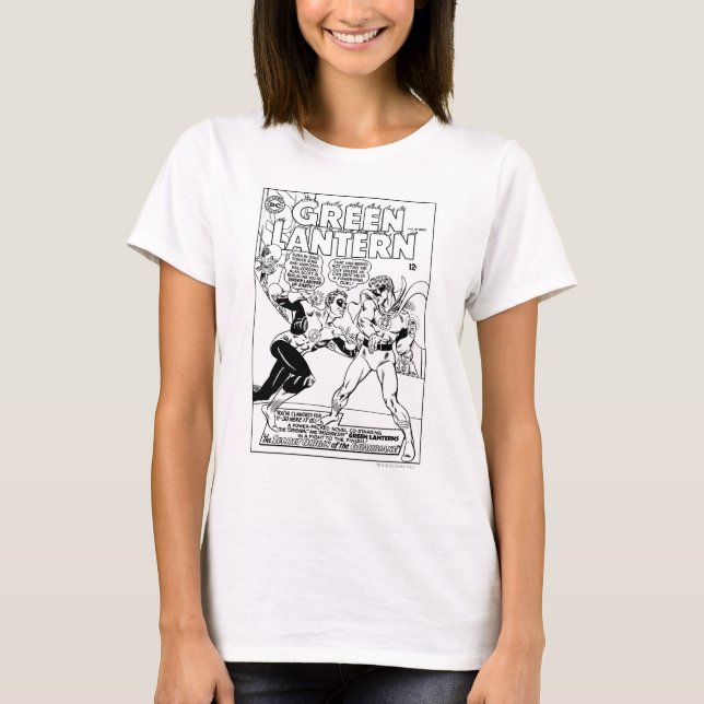 T-shirt Lanterne verte dans l'anneau, noir et blanc (Devant)