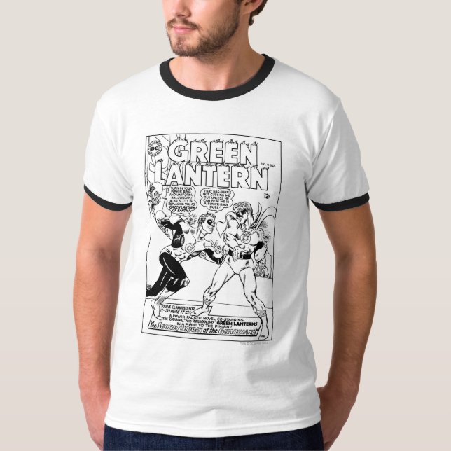 T-shirt Lanterne verte dans l'anneau, noir et blanc (Devant)