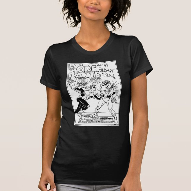 T-shirt Lanterne verte dans l'anneau, noir et blanc (Devant)