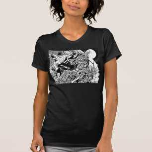T-shirt Lanterne verte et la lune - noire et blanche
