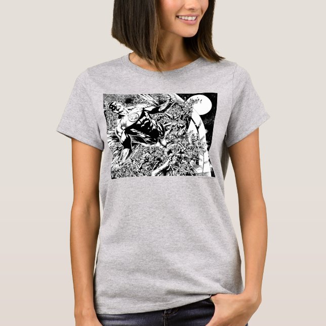 T-shirt Lanterne verte et Lune - Noir et Blanc (Devant)