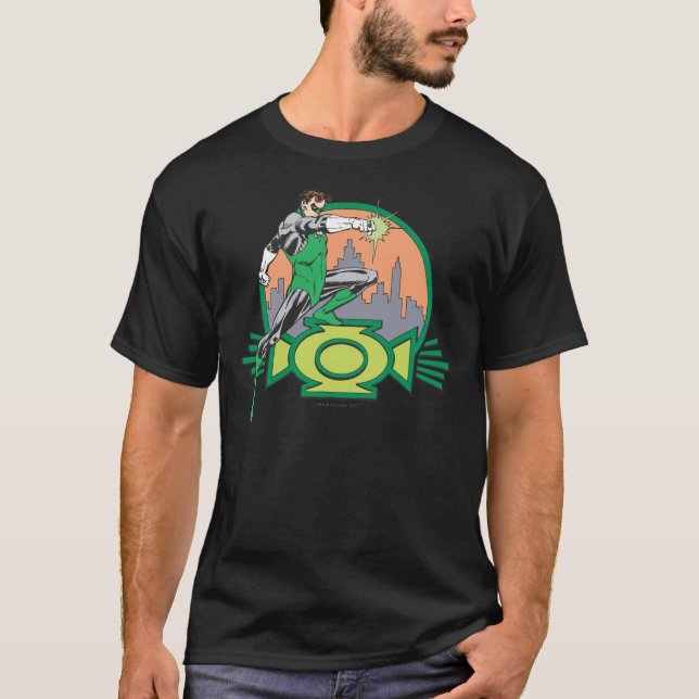 T-shirt Lanterne verte et paysage urbain (Devant)