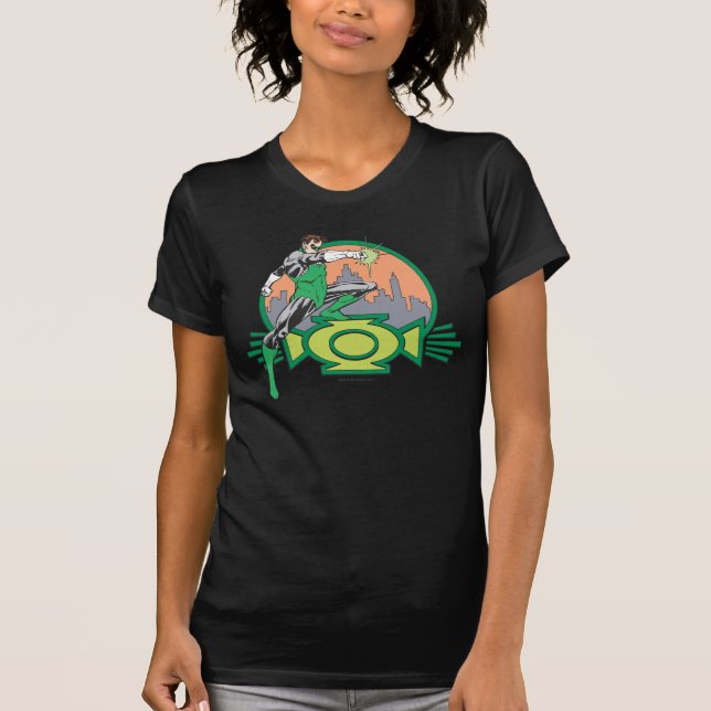 T-shirt Lanterne verte et paysage urbain (Devant)