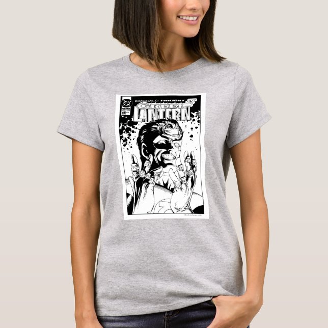 T-shirt Lanterne verte - Nombreux anneaux, noir et blanc (Devant)